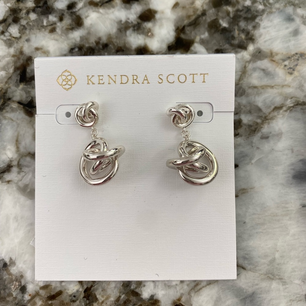 Kendra Scott Presleigh Love Knot In Bright Silver Drop Earrings